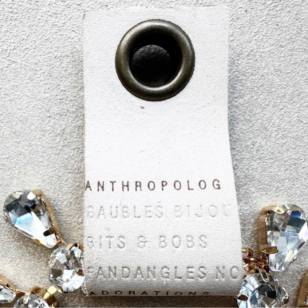 Anthropologie Clear Rhinestone Teardrop Necklace - Picture 3 of 16
